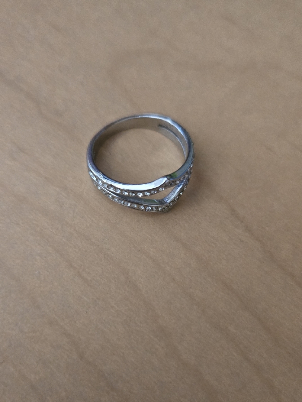 Silver Crystal Accent Women’s Band Ring